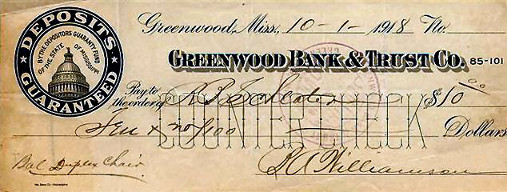 Greenwood Bank & Trust Co., October 1, 1918, Greenwood, MS
