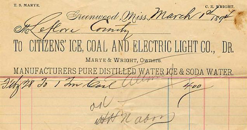 Citizens Ice, Coal and Electric Light Co., DR, Greenwood, Miss